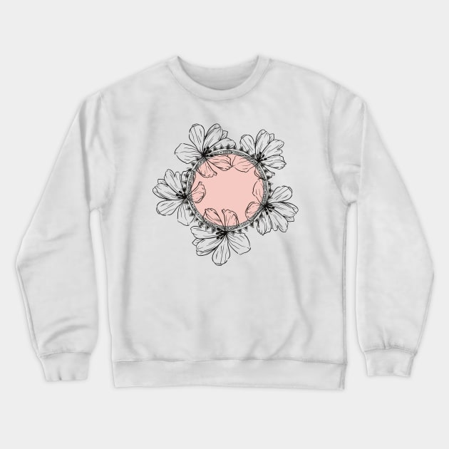 boho Asthetic Flower Circle  Cute Minimalist Pink  design Crewneck Sweatshirt by zedonee